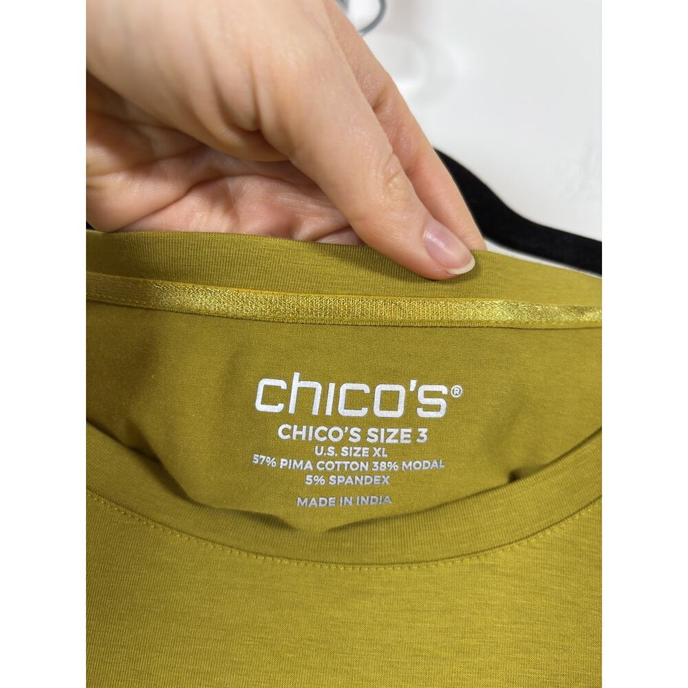 Chico's Touch of Cool Long Sleeve Tee Shirt Womens 3 XL Olive Green Pima Modal - Picture 3 of 5